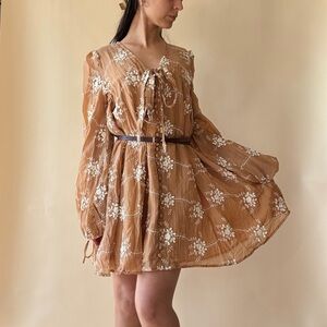 Floral Embroidered Babydoll Dress